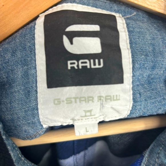 G Star Raw plaid Flannel snap front mens collared Shirt Large outdoor GRSD - Picture 7 of 8